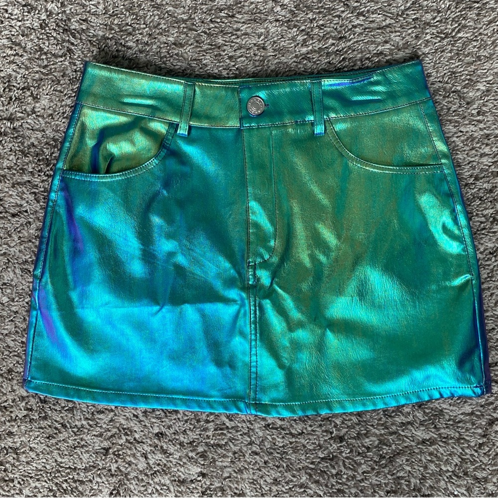 Metallic Faux Leather Skirt
